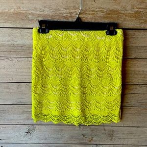 Bright Yellow Crochet Forever21 Mini Skirt SzXs